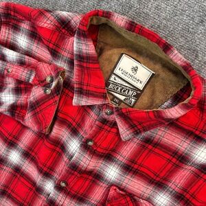 Legendary Whitetails Buck Camp Flannel Shirt Men's 2XL Red Buffalo Check Plaid